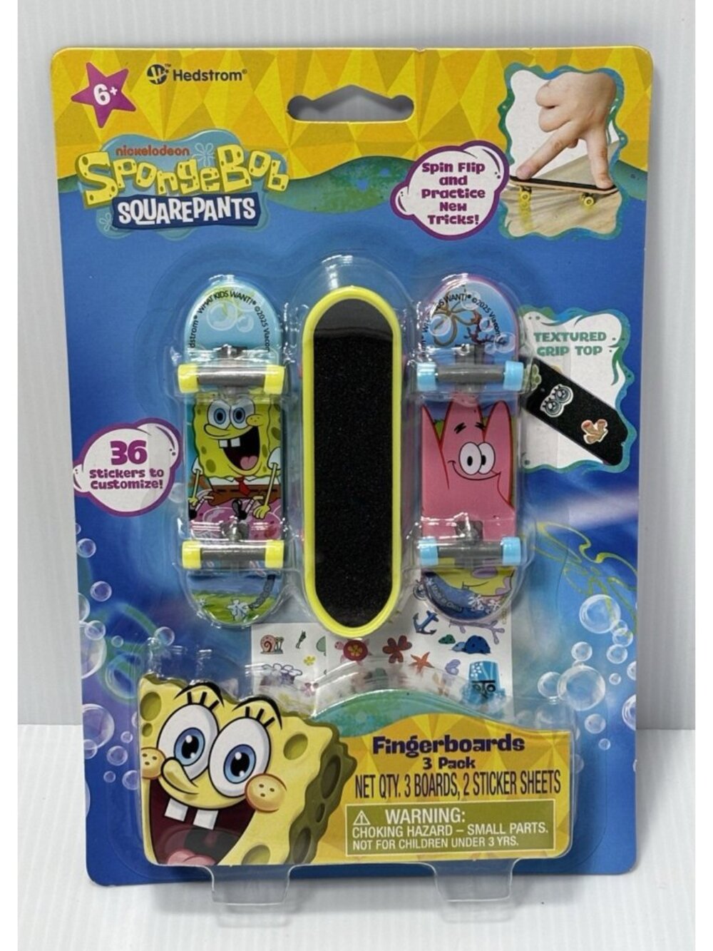 SpongeBob SquarePants Fingerboards 3 Pack Tech Deck Style Skateboard NEW